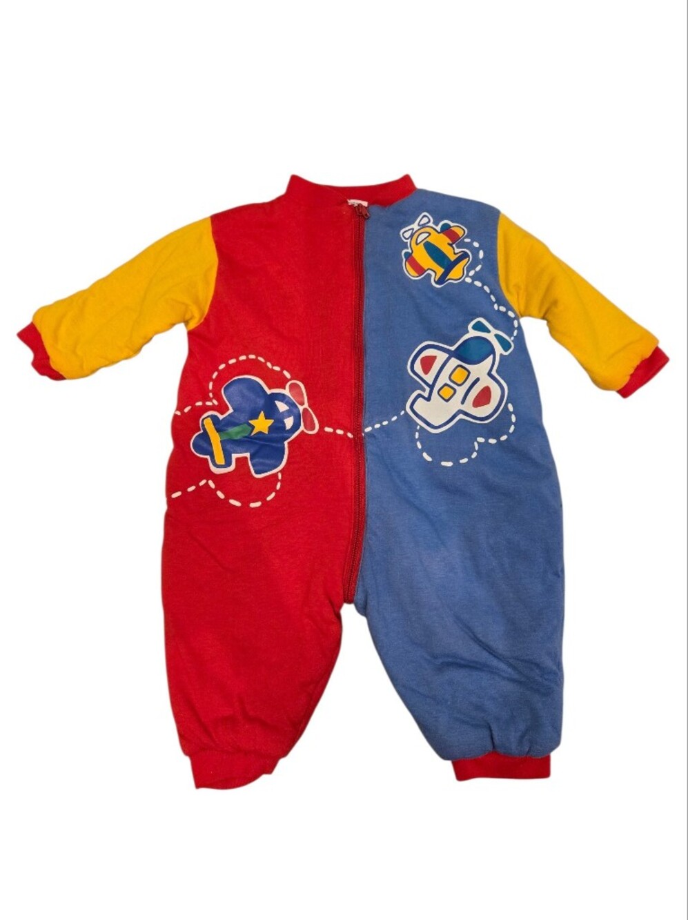 Vintage 1990s Primary Colors Colorblock Airplane Bodysuit